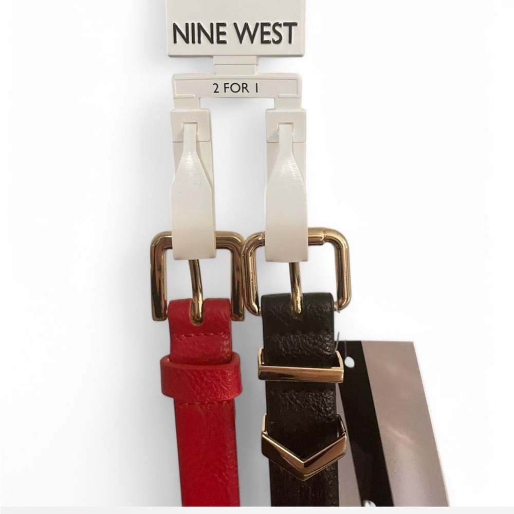 2 pack of Nine West Women’s Belts size Large Red&Black NWT - Picture 2 of 5